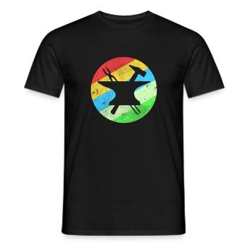Vintage blacksmith gift anvil hammer iron profession - Men's T-Shirt - black - Front - AI Model Male 178 light (178cm)