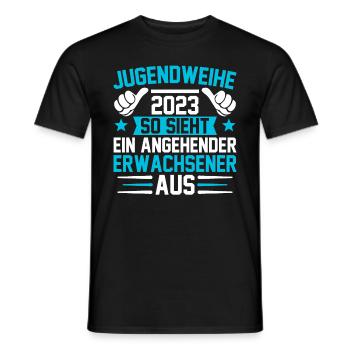 Jugendweihe 2023 ein angehender Erwachsener - Männer T-Shirt - Schwarz - Vorne - AI Model Male 178 light (178cm)