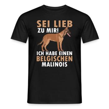 Belgischer Malinois sei lieb zu mir Schäferhund - Männer T-Shirt - Schwarz - Vorne - AI Model Male 178 light (178cm)