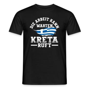 Die Arbeit kann warten Kreta Griechenland - Männer T-Shirt - Schwarz - Vorne - AI Model Male 178 light (178cm)