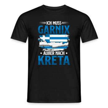 Ich muss garnix Kreta Griechenland - Männer T-Shirt - Schwarz - Vorne - AI Model Male 178 light (178cm)