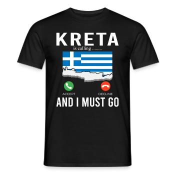 Kreta ruft ich muss los Griechenland Urlaub - Männer T-Shirt - Schwarz - Vorne - AI Model Male 178 light (178cm)