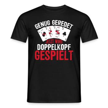 Jetzt wird Doppelkopf gespielt Kartenspiel - Männer T-Shirt - Schwarz - Vorne - AI Model Male 178 light (178cm)