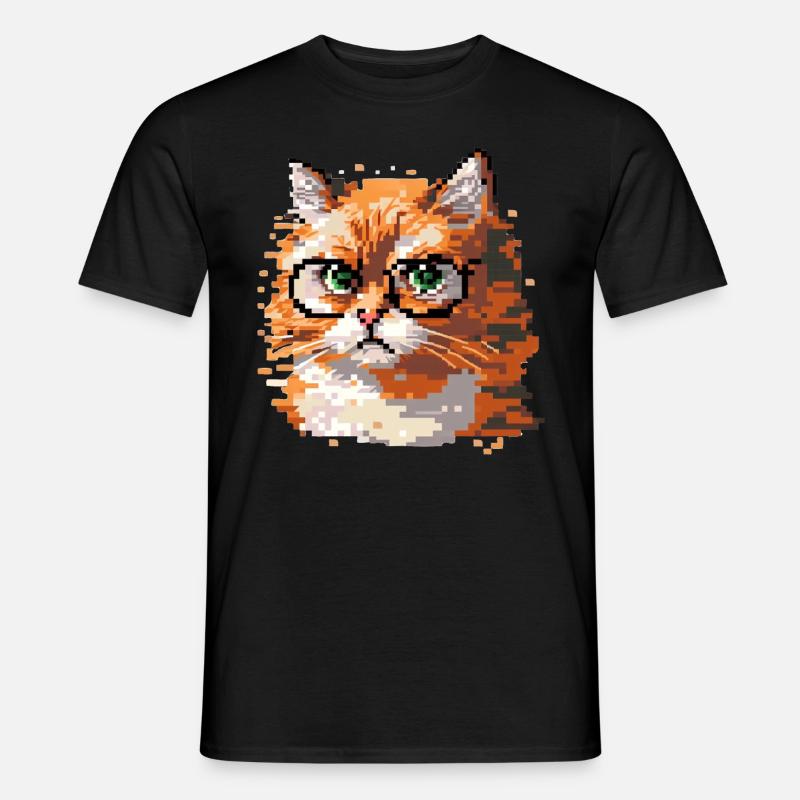 Pixel-Art Katze - Männer T-Shirt - Schwarz