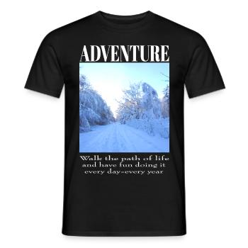 Adventure Winter Snow Trees - Think Positive - Men's T-Shirt - black - Front - AI Model Male 178 light (178cm)
