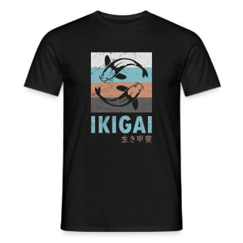 Ikigai Koi carp retro vintage design - Men's T-Shirt - black - Front - AI Model Male 178 light (178cm)