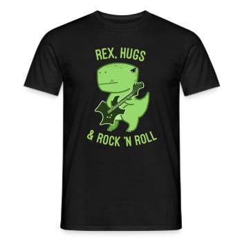 Rex, Hugs and Rock 'n Roll - Männer T-Shirt - Schwarz - Vorne - AI Model Male 178 light (178cm)