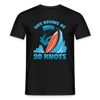 20 Knots Saying Kitesurfing Water Sports Kitesurfer - Men's T-Shirt - black - Front - AI Model Male 178 light (178cm)