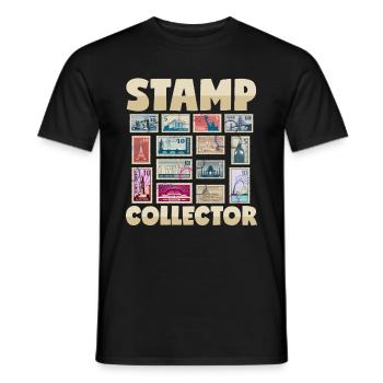 Briefmarkensammler Frankierte Briefe Post - Männer T-Shirt - Schwarz - Vorne - AI Model Male 178 light (178cm)