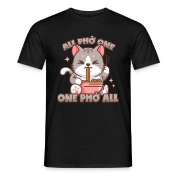 Phở Cat Vietnamese Pho Soup Pun - Men's T-Shirt - black - Front - AI Model Male 178 light (178cm)