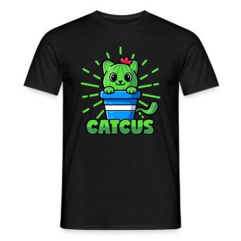 Cats Cactus Pun Catcus - Men's T-Shirt - black - Front - AI Model Male 178 light (178cm)