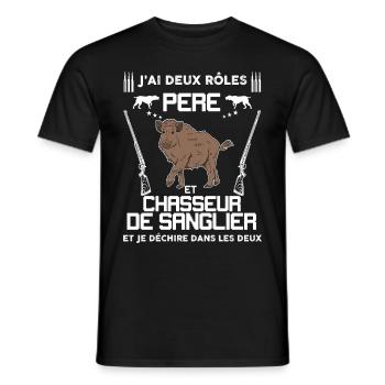 Papa Le Meilleur Chasseur Qui Déchire - T-shirt homme - noir - Devant - AI Model Male 178 light (178cm)