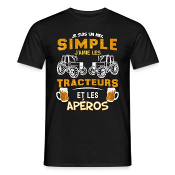 Conducteur De Tracteur et Apéro - T-shirt homme - noir - Devant - AI Model Male 178 light (178cm)