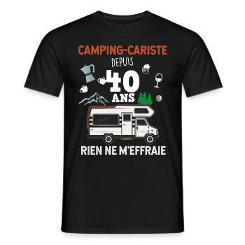 Camping-car Homme Camping-cariste Depuis 40 Ans - T-shirt homme - noir - Devant - AI Model Male 178 light (178cm)