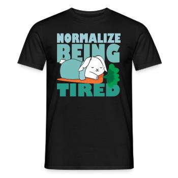 Normalize Being Tired - Süßer Schlafender Hase - Männer T-Shirt - Schwarz - Vorne - AI Model Male 178 light (178cm)