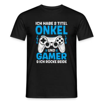 ZWEI TITEL ONKEL UND GAMER ROCKE BEIDE GAMING - Männer T-Shirt - Schwarz - Vorne - AI Model Male 178 light (178cm)