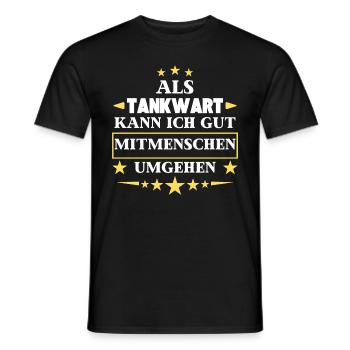 Traiter avec d'autres êtres humains en tant que pompiste. - T-shirt homme - noir - Devant - AI Model Male 178 light (178cm)