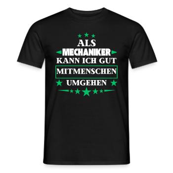 Traiter les autres êtres humains en tant que mécanicien. - T-shirt homme - noir - Devant - AI Model Male 178 light (178cm)