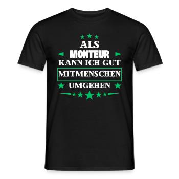Traiter les autres êtres humains en tant que monteur. - T-shirt homme - noir - Devant - AI Model Male 178 light (178cm)