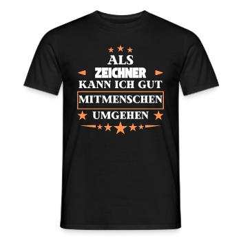 Traiter avec d’autres êtres humains comme un dessinateur. - T-shirt homme - noir - Devant - AI Model Male 178 light (178cm)