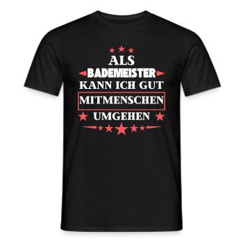 En tant que maître-nageur. - T-shirt homme - noir - Devant - AI Model Male 178 light (178cm)