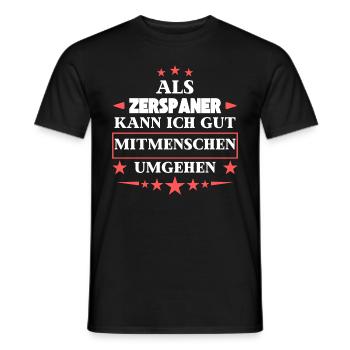Dealing with fellow human beings as machinists. - Men's T-Shirt - black - Front - AI Model Male 178 light (178cm)