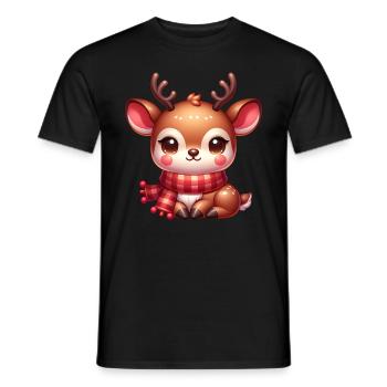 Knuffiges Rentier Weihnachten - Männer T-Shirt - Schwarz - Vorne - AI Model Male 178 light (178cm)
