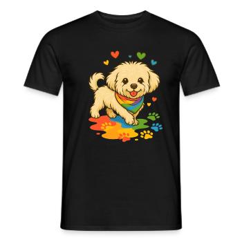 Pride Maltipoo – Liebe in jeder Pfote - Männer T-Shirt - Schwarz - Vorne - AI Model Male 178 light (178cm)