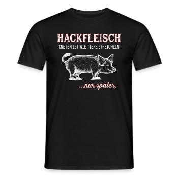 Anti Vegan Fleischesser Grill Hackfleisch - Männer T-Shirt - Schwarz - Vorne - AI Model Male 178 light (178cm)