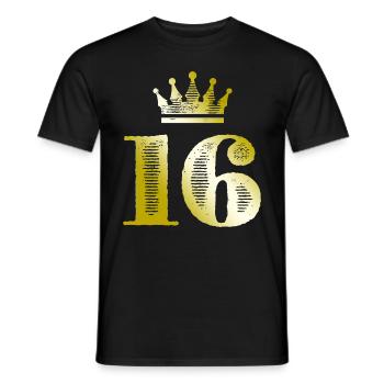 16 Zahl Krone Gold - Männer T-Shirt - Schwarz - Vorne - AI Model Male 178 light (178cm)