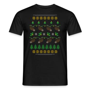 Weihnachten Ugly Sweater Faultier - Männer T-Shirt - Schwarz - Vorne - AI Model Male 178 light (178cm)