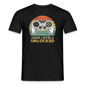 Dad Level Unlocked Pregnancy Announcement Gift - Männer T-Shirt - Schwarz - Vorne - AI Model Male 178 light (178cm)