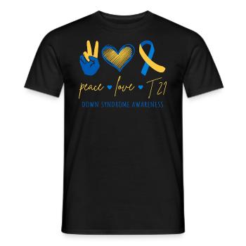 Peace Love T21 - Down Syndrome Awareness II - T-shirt homme - noir - Devant - AI Model Male 178 light (178cm)