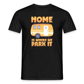 Camping Wortspiel - Home Is Where We Park It - Men's T-Shirt - black - Front - AI Model Male 178 light (178cm)