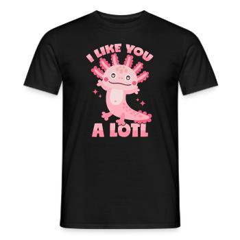 Axolotl: "I Like You A Lotl" - Men's T-Shirt - black - Front - AI Model Male 178 light (178cm)