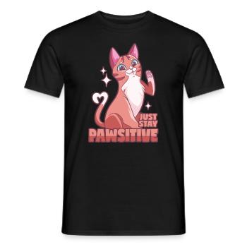 Chat positif - Pawsitive! - T-shirt homme - noir - Devant - AI Model Male 178 light (178cm)