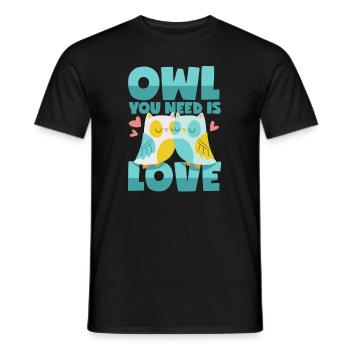 Amour des hiboux - T-shirt homme - noir - Devant - AI Model Male 178 light (178cm)