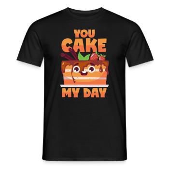 Cake Pun: "You Make My Day" - Men's T-Shirt - black - Front - AI Model Male 178 light (178cm)