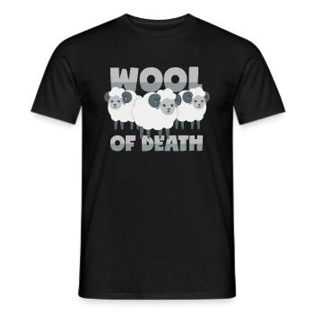 Sheep: "Wall of Death" made of wool - Men's T-Shirt - black - Front - AI Model Male 178 light (178cm)