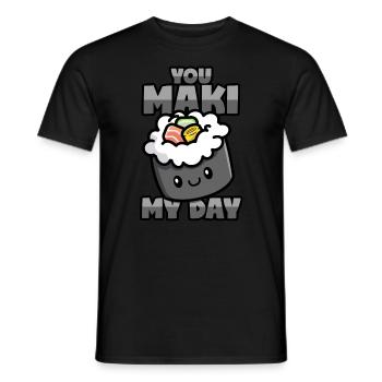 Sushi Wortwitz - Maki, Sashimi und Nigiri - Männer T-Shirt - Schwarz - Vorne - AI Model Male 178 light (178cm)