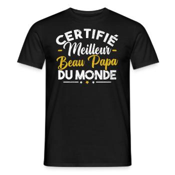 Certifié meilleur beau papa du monde - T-shirt homme - noir - Devant - AI Model Male 178 light (178cm)