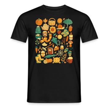 Herbst - Männer T-Shirt - Schwarz - Vorne - AI Model Male 178 light (178cm)