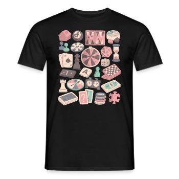 Board games and board games - Men's T-Shirt - black - Front - AI Model Male 178 light (178cm)