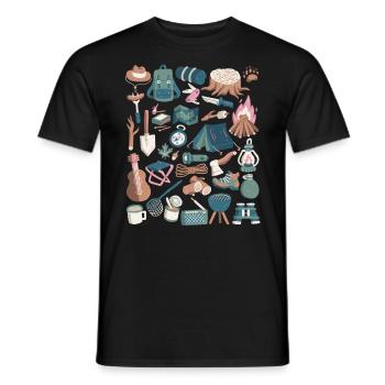 Camping - Men's T-Shirt - black - Front - AI Model Male 178 light (178cm)