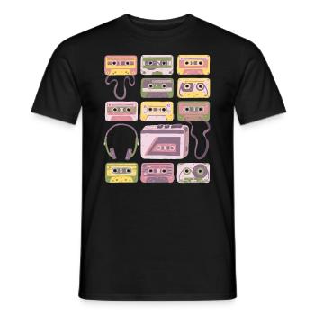 Kassetten - Vintage - Retro - Rekorder - Mix Tapes - Männer T-Shirt - Schwarz - Vorne - AI Model Male 178 light (178cm)