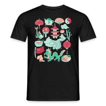 China - Men's T-Shirt - black - Front - AI Model Male 178 light (178cm)