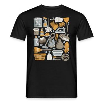 House cleaning - cleaning, mopping, cleaning - Men's T-Shirt - black - Front - AI Model Male 178 light (178cm)