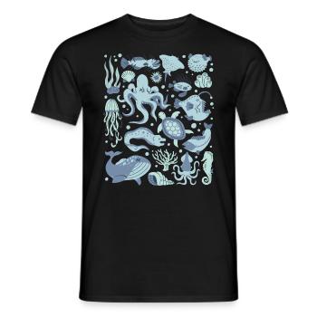 Tiefsee Fische Oktopus Anglerfisch Laternenfisch - Männer T-Shirt - Schwarz - Vorne - AI Model Male 178 light (178cm)