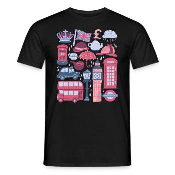 England London Big Ben Telefonzelle Bus UK - Männer T-Shirt - Schwarz - Vorne - AI Model Male 178 light (178cm)