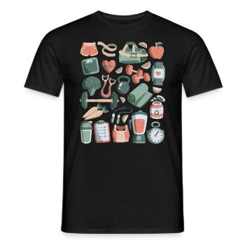 Diet Doodles Weight Loss Weight Fitness Calories - Men's T-Shirt - black - Front - AI Model Male 178 light (178cm)